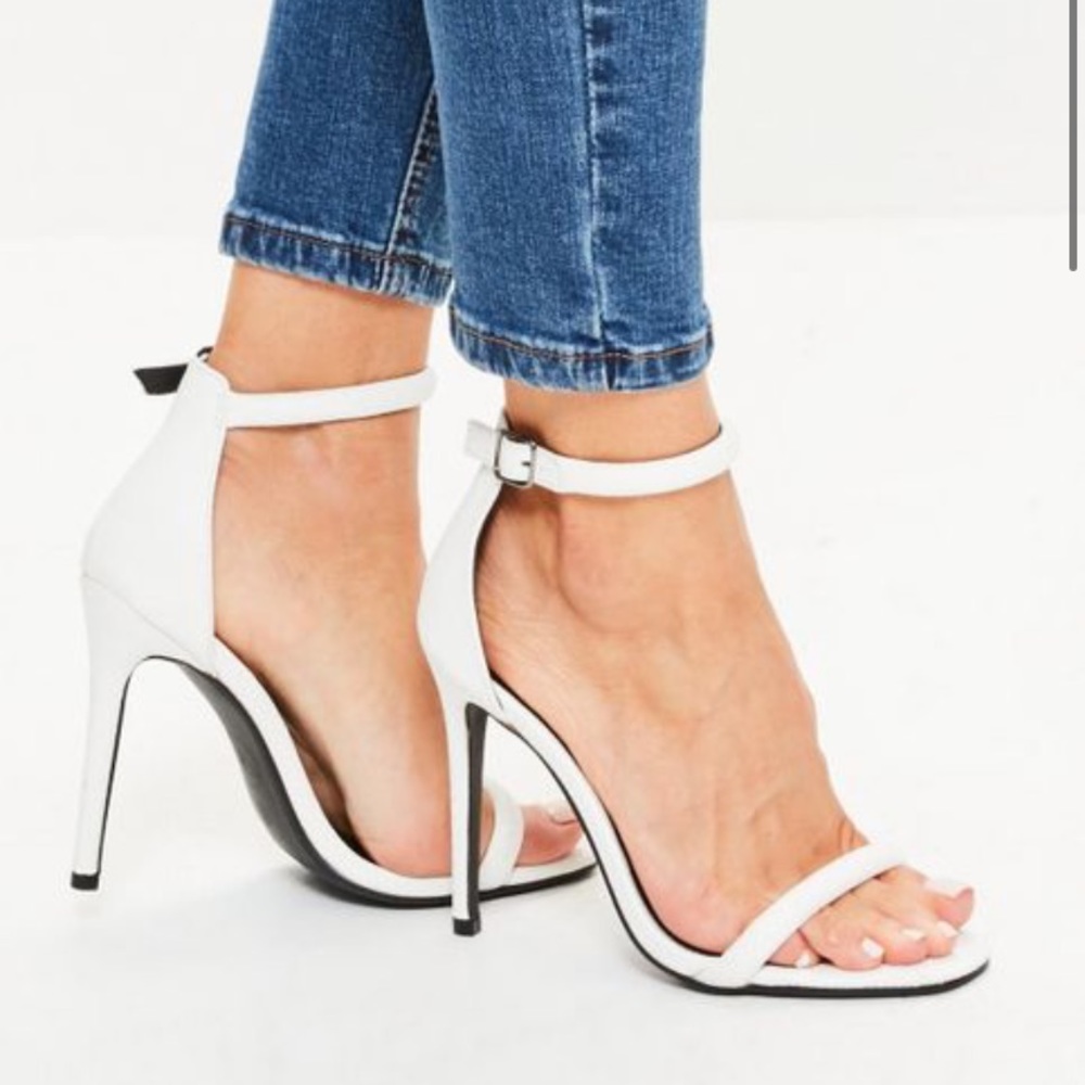 Missguided white barely there croc print heels